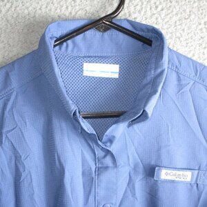 COLUMBIA WOMEN'S PFG L/S BUTTON VENTED FISHING SHIRT SMALL BLUE PURPLE POLYESTER